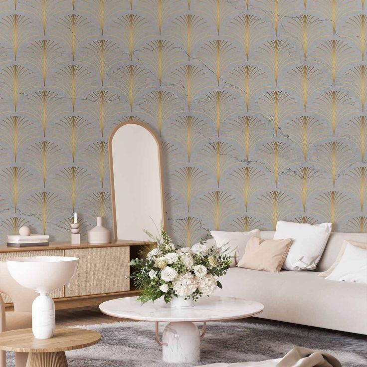 CONFIGURABLE PÄÄTUOTE - Valokuvatapetti - Linear Pattern With Gold 40637