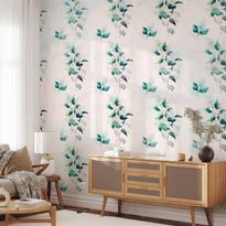 Kuvatapetti Artgeist Mint green nature - solid floral pattern with green leaves, eri vaihtoehtoja