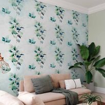 Kuvatapetti Artgeist Mint nature - uniform pattern in floral motif with green leaves, eri vaihtoehtoja