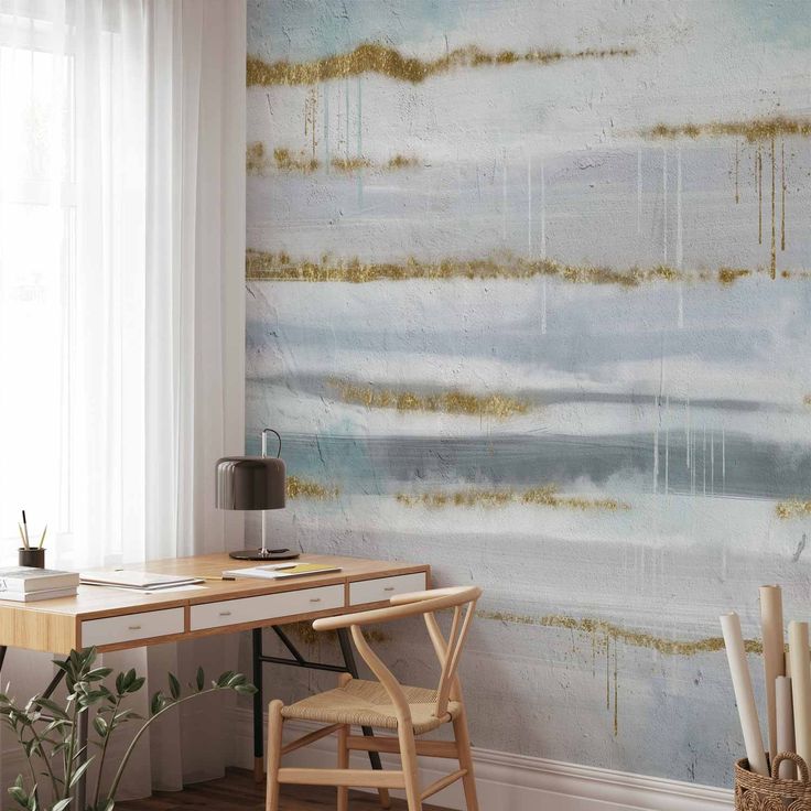 CONFIGURABLE PÄÄTUOTE - Valokuvatapetti - Modernist background - abstract stripes pattern with gold patterns 16037
