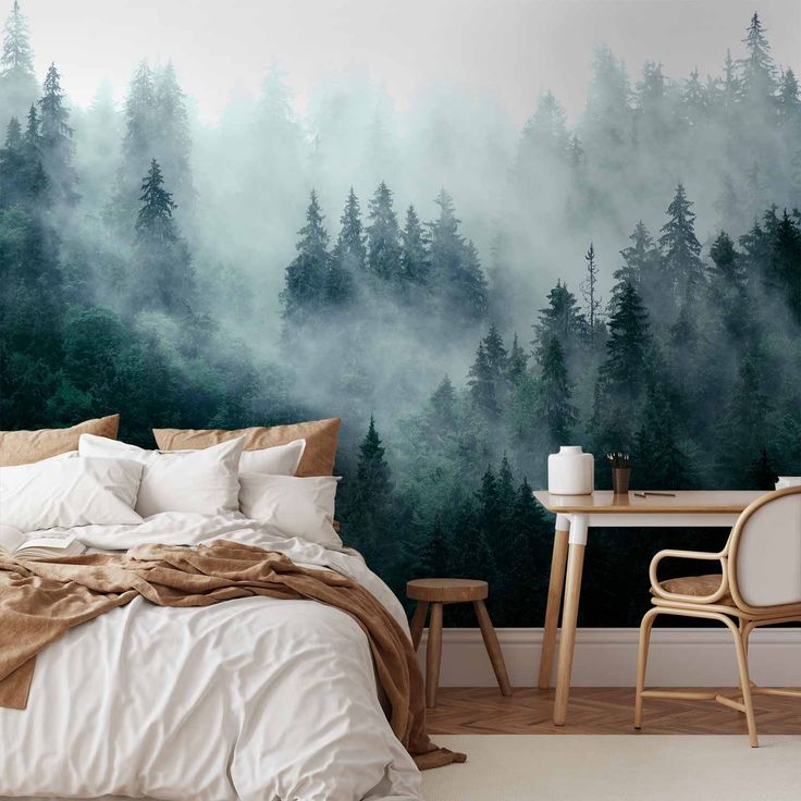 CONFIGURABLE PÄÄTUOTE - Valokuvatapetti - Mountain Forest (Dark Green) 76904