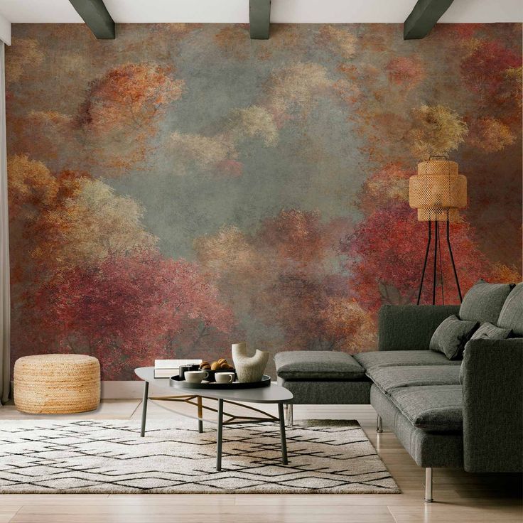 CONFIGURABLE PÄÄTUOTE - Valokuvatapetti - Nature in autumn - landscape of autumn trees in painted retro style 35021