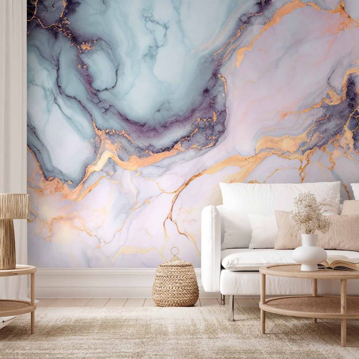 CONFIGURABLE PÄÄTUOTE - Valokuvatapetti - Pastel Stones - Pink and Blue Marble-based Structures 42075