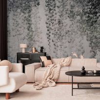 Kuvatapetti Artgeist Peaceful oasis - landscape of hanging black leaf vines on a grey background, eri vaihtoehtoja