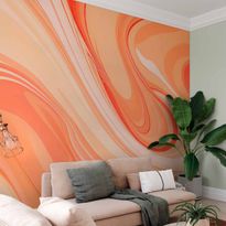 Kuvatapetti Artgeist Peach Abstraction - Abstraction with Smoothly Transitioning Colors in Orange Tones, eri vaihtoehtoja