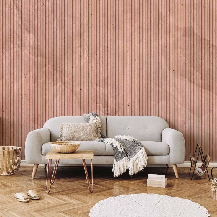 CONFIGURABLE PÄÄTUOTE - Valokuvatapetti - Pink reed - solid background with textured vertical stripes with pattern 07216