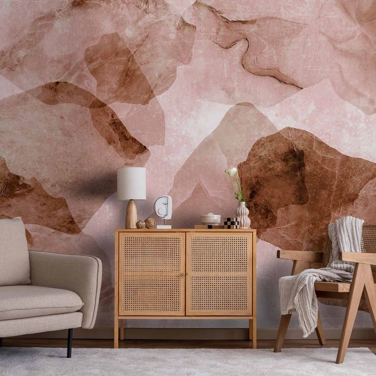CONFIGURABLE PÄÄTUOTE - Valokuvatapetti - Pink terrazzo - minimalist background in marble watercolour pattern 06370