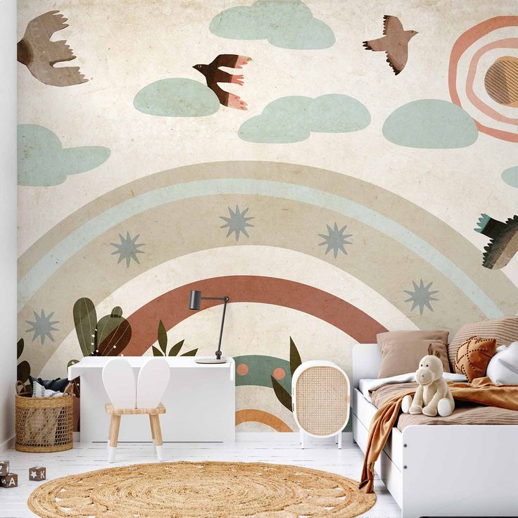 CONFIGURABLE PÄÄTUOTE - Valokuvatapetti - Rainbow and Birds 32717