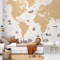 Kuvatapetti Artgeist Sea Wolf Map - Countries With Pirate Illustrations, eri vaihtoehtoja