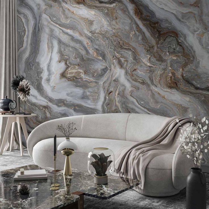 CONFIGURABLE PÄÄTUOTE - Valokuvatapetti - Stone Abstractions - Marble Textures in Neautral Tones 42792
