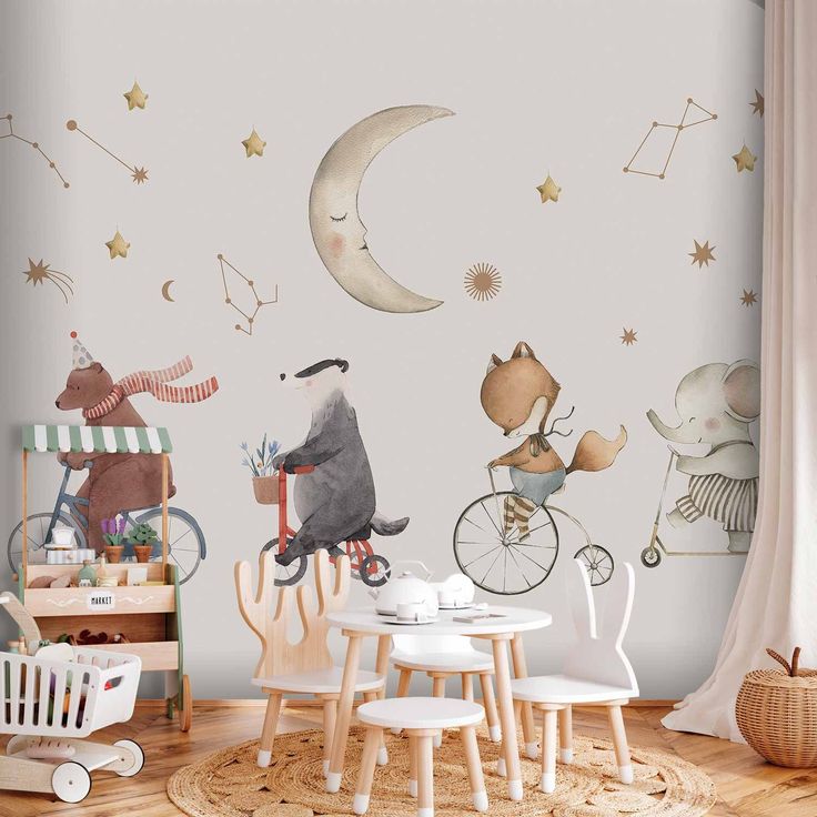 CONFIGURABLE PÄÄTUOTE - Valokuvatapetti - Subtle Animals Among the Stars (Watercolour) 34391