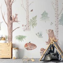 Kuvatapetti Artgeist Subtle Illustration With Forest Animals, eri vaihtoehtoja