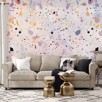 Kuvatapetti Artgeist Terrazzo in Confetti Style Violet-Pink Colorful Pattern, eri vaihtoehtoja