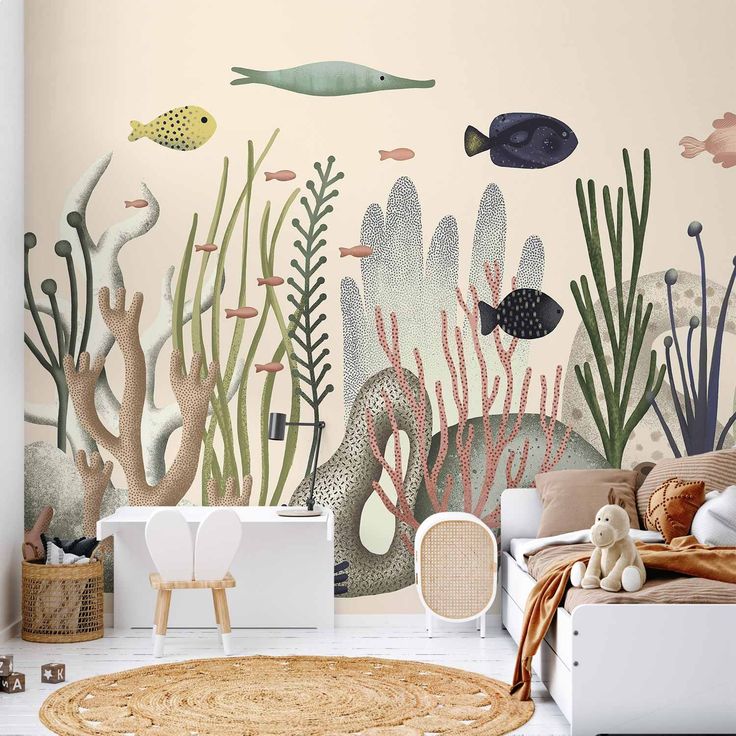 CONFIGURABLE PÄÄTUOTE - Valokuvatapetti - Underwater World - Fish and Corals in Pastel Colours 27676