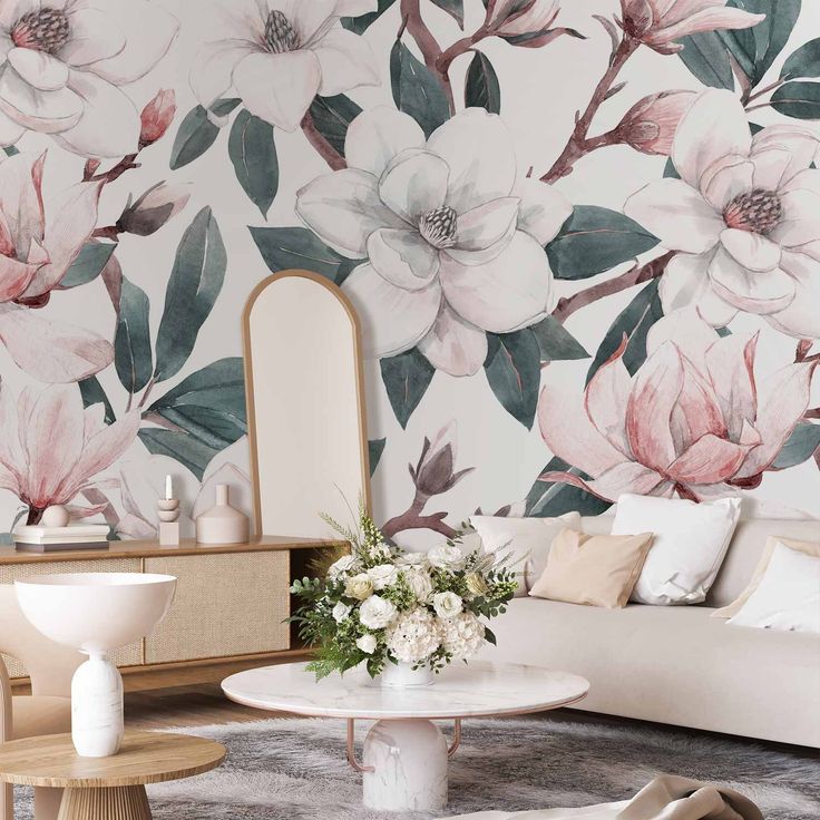CONFIGURABLE PÄÄTUOTE - Valokuvatapetti - Watercolor Magnolias - Second Variant 07317