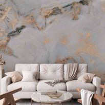Kuvatapetti Artgeist White Stone - Elegant Marble With Golden Highlights, eri vaihtoehtoja