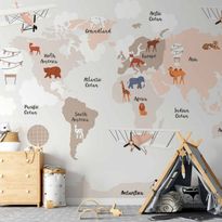 Kuvatapetti Artgeist World Map in Beige Tones for Children&#039;s Room, eri vaihtoehtoja