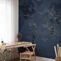 Kuvatapetti Artgeist World map in blue - continents with inscriptions in English, eri vaihtoehtoja
