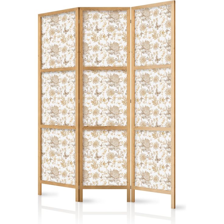 CONFIGURABLE PÄÄTUOTE - Japanilainen sermi - Beige Shades of Nature - Flowers and Butterflies on a White Background - Illustration 06736