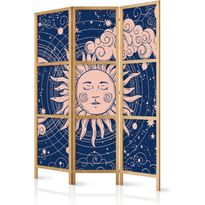 Japanilainen sermi Artgeist Cosmic Harmony - Illustration of the Sun and Moon on a Navy Background, eri vaihtoehtoja