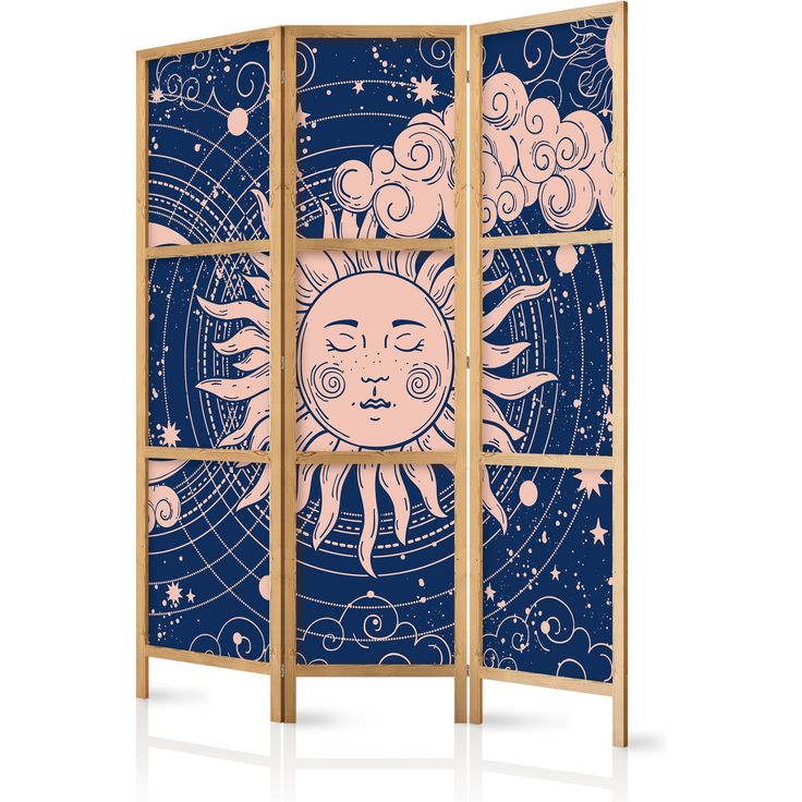 CONFIGURABLE PÄÄTUOTE - Japanilainen sermi - Cosmic Harmony - Illustration of the Sun and Moon on a Navy Background 33562