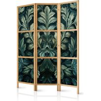 Japanilainen sermi Artgeist Dark Green Victorian Leaves - Botanical Carved Composition, eri vaihtoehtoja