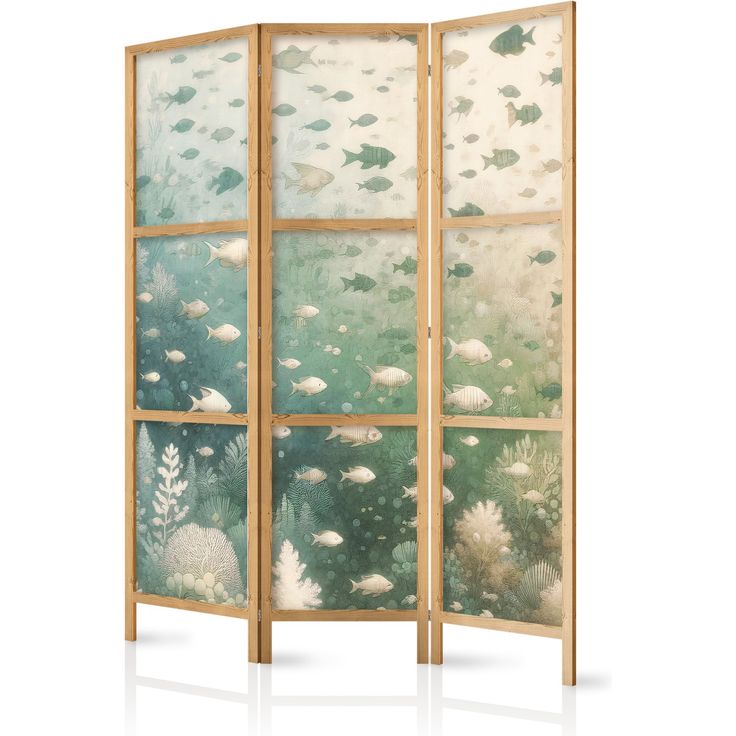 CONFIGURABLE PÄÄTUOTE - Japanilainen sermi - Fish and Diverse Vegetation - Grouping of Fish in Pastel Subdued Colors Among Oceanic Vegetation 07344