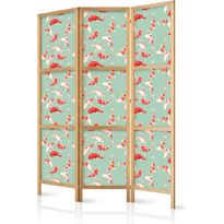 Japanilainen sermi Artgeist Fish and Japanese Pattern - Koi Fish in Orange-Cream Colors on a Green-Mint Background with an Oriental Pattern, eri vaihtoehtoja