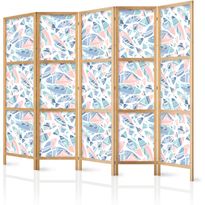 Japanilainen sermi Artgeist Fish in Minimalist Style Fishes in Aztec Style in Pastel Color Tones on a White Background, 172x225cm, valkoinen