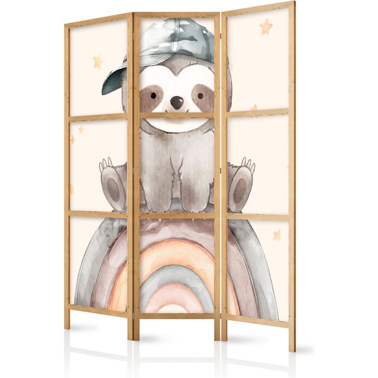 CONFIGURABLE PÄÄTUOTE - Japanilainen sermi - Happy Sloth - Sloth in muted colors - wearing a cap - sitting on a rainbow among the stars. 35153