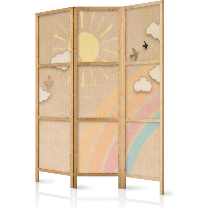 CONFIGURABLE PÄÄTUOTE - Japanilainen sermi - Holiday Sky - A Rainbow on a Sunny Day and Flying Birds. 34286