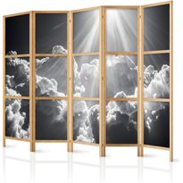 Japanilainen sermi Artgeist Hope in the Clouds: Inspiring Rays of the Sun – Awaken Emotions, 172x225cm, mustavalkoinen