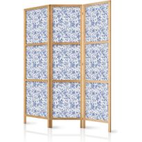 Japanilainen sermi Artgeist Illustration in Vintage Style - Blue Flowers on a White Background, eri vaihtoehtoja