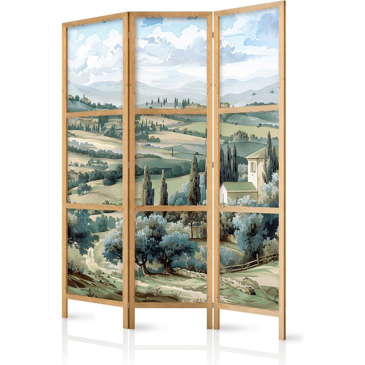 CONFIGURABLE PÄÄTUOTE - Japanilainen sermi - Landscape with Green Fields and Trees - Tuscan sunny view. 16459