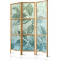 Japanilainen sermi Artgeist Large Leaves in Green-Mint Shades - Botanical Motif, eri vaihtoehtoja