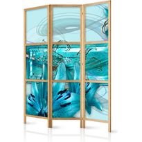 Japanilainen sermi Artgeist Lilies in Pale Blue I, 172x135cm, harmaa