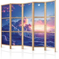 Japanilainen sermi Artgeist Night Concert in the Mountains: Clouds Illuminated by the Last Rays of the Sun, 172x225cm, sininen