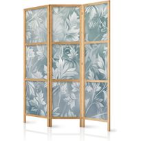 Japanilainen sermi Artgeist Ornaments in Worn Muted Turquoises - Delicate Plant Pattern, eri vaihtoehtoja