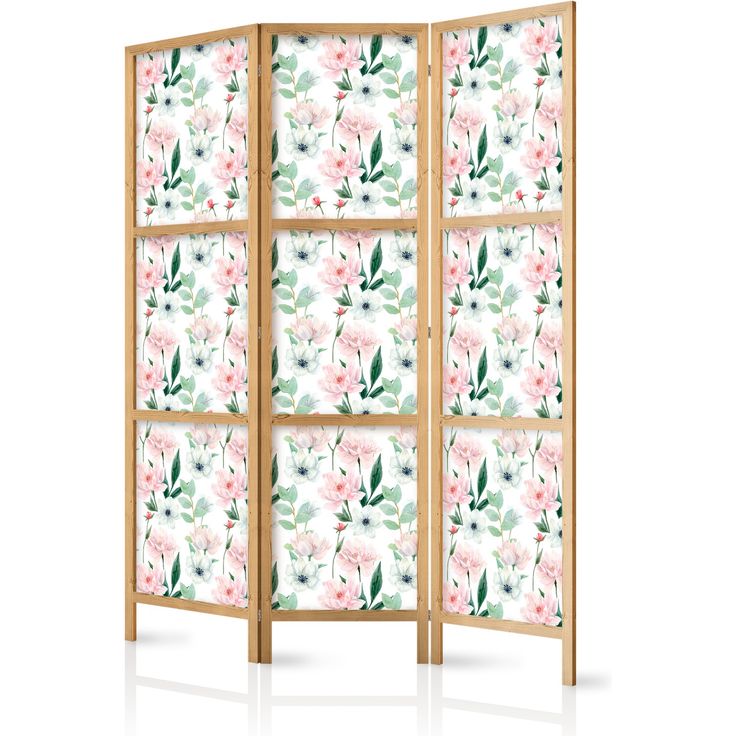 CONFIGURABLE PÄÄTUOTE - Japanilainen sermi - Peonies - Pink and White Flowers and Green Leaves on a White Background 06903