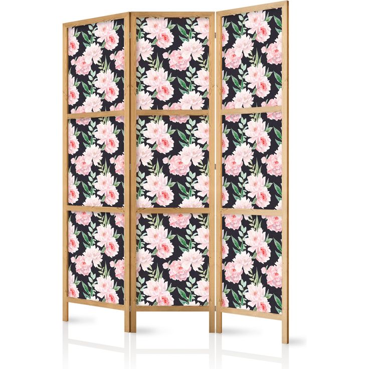 CONFIGURABLE PÄÄTUOTE - Japanilainen sermi - Peonies - Pink Flowers and Green Leaves on a Graphite Background 06880