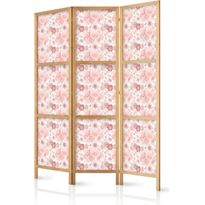 Japanilainen sermi Artgeist Pink Blossoming - Flowers in Warm Colors on a White Background, eri vaihtoehtoja