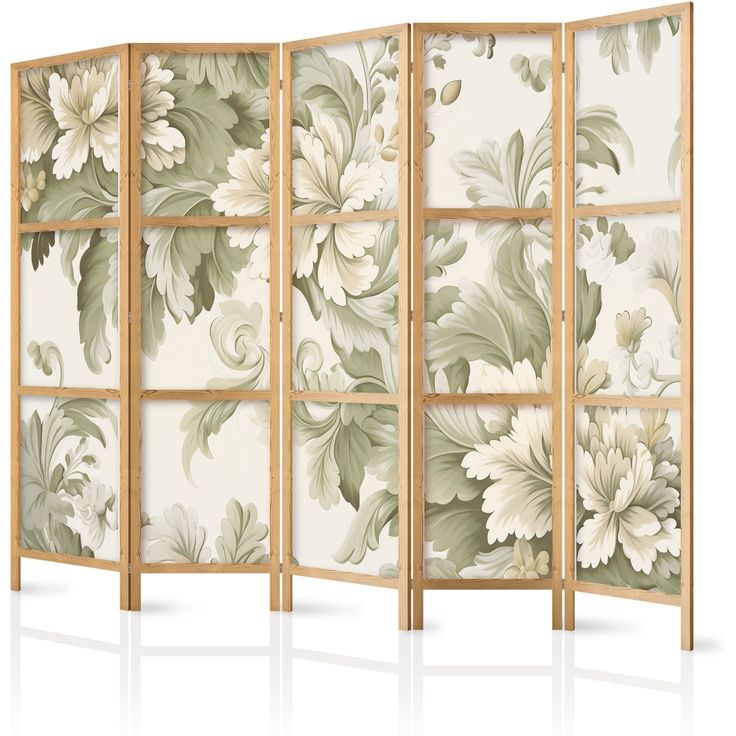Japanilainen sermi - Retro Vintage Flowers in Delicate Cream and Green Colors