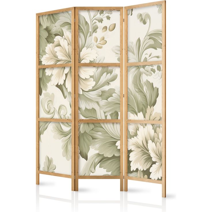 Japanilainen sermi - Retro Vintage Flowers in Delicate Cream and Green Colors.