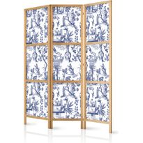 Japanilainen sermi Artgeist Rome and Botany - Blue Pattern with Greek and Plant Motif, eri vaihtoehtoja