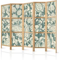 Japanilainen sermi Artgeist Sage Green Flourishes, 172x225cm, mustavalkoinen