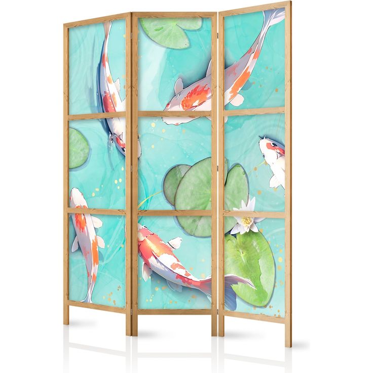 CONFIGURABLE PÄÄTUOTE - Japanilainen sermi - Spectacular Fish - White-Orange Koi Fish Swimming in Crystal Clear Water with Water Lilies 05692