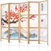 Japanilainen sermi Artgeist Style: Fuji Mountain II, 172x225cm, valkoinen