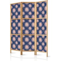 Japanilainen sermi Artgeist Sunny Patterns - Repeating Sun Motif on a Navy Background, eri vaihtoehtoja