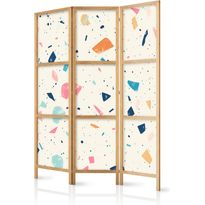 Japanilainen sermi Artgeist Terrazzo with Multicolored - Large Elements - Cheerful Pattern on a Light Background, eri vaihtoehtoja
