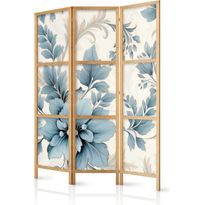 Japanilainen sermi Artgeist Turquoise Flowers in Retro Ambiance - Floral Ornaments, eri vaihtoehtoja